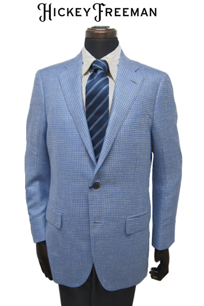 ヒッキーフリーマン ジャケット ガンクラブチェック ブルー シルク